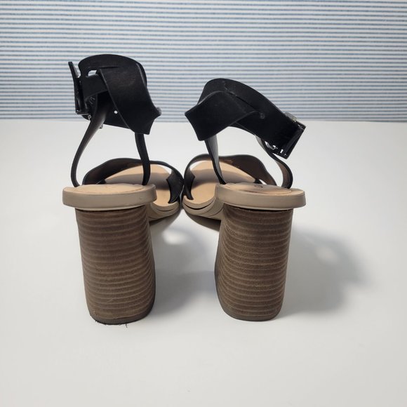 Gianni Bini Marilane Leather Asymmetrical Wooden Block Heels Women's Size 5M - Picture 4 of 11